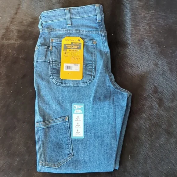 New!! Carhartt Rugged Flex Relaxed Fit Jeans 8 Regular Double Front - Picture 7 of 7